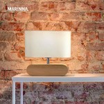 Marinna lampa stojąca drewniana ciemny orzech z rzadko spotykanym abażurem kremowym 1xE27 Spot Light