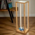 Drewniana dębowa lampa stojąca stojąca stolik ze szklanym blatem wysokość 81,5cm podświetlany Led 45W Tavoli Glass 8883974 SPOT Light