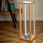 Tavoli Glass drewniana lampa stolik podświetlany ze szklanym blatem Led 45W SPOT Light