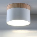 Candellux Tuba biała+drewno lampa nastropowa Led średnica 8.8cm