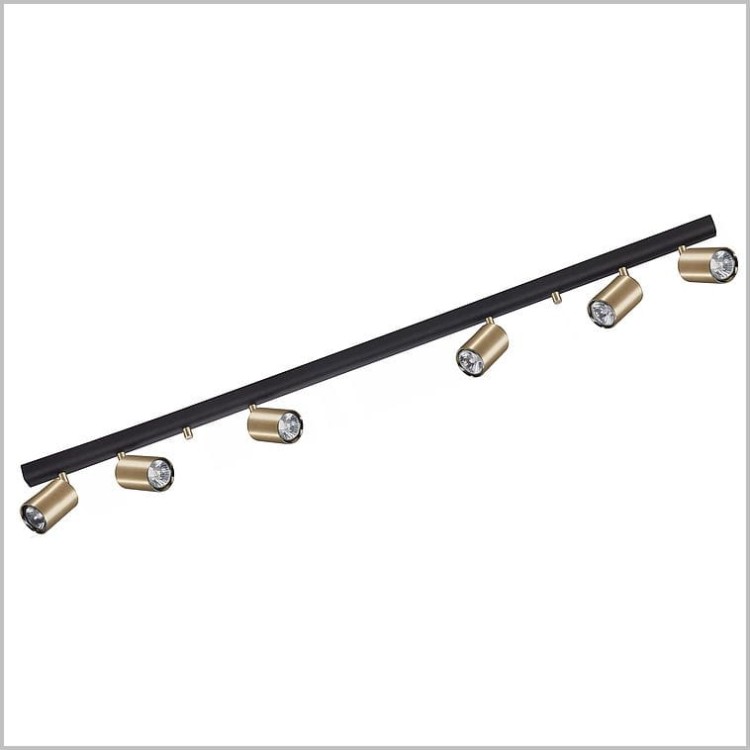 Czarna listwa 119cm z 6 reflektorami mosiądz 6xGU10 Eye Spot 8819 Nowodvorski