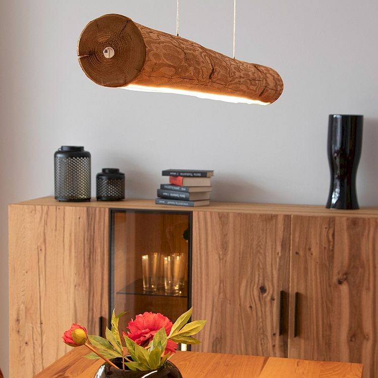 Spotlight Lukas LED lampa wisząca drewniana 115 cm włącznik dotykowy