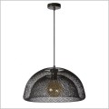 Lucide ażurowa czarna lampa wisząca klosz półkula 46cm z podwójnej metalowej siateczki 1xE27 Mesh 78387/01/30