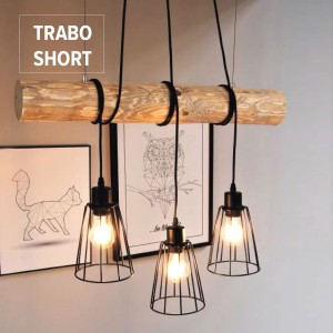 Trabo Short lampa wisząca drewniana z metalowymi kloszami 3xE27 SPOTLight
