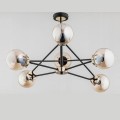 Sagito Gold lampa wisząca czarny metalowy stelaż sześć szklanych kloszy