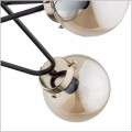 klosze kule ze szkła bursztynowego lampa wisząca alfa sagito z elementami mosiądzu