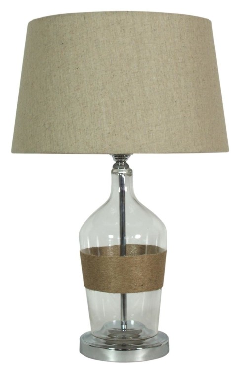Candellux ECO 41-21519 lampa stołowa szklany korpus abażur z naturalnej tkaniny 1xE27 60W