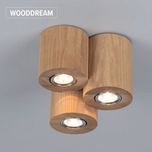 Wooddream Round lampa sufitowa dąb olejowany połączone walce 3xGU10 SPOT Light