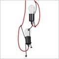 emibig Bobi 2 black designerska lampa wisząca czarna z czerwonymi kablami 2xE27