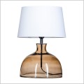 szklana lampa stołowa podstawa taupe abażur biały Haga 4concepts