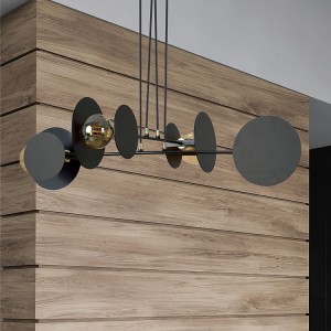 Idea 4 Black nowoczesna lampa wisząca czarna z elementami złota 4xE27 Emibig
