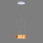 Ruła 24 Disk lampa wisząca LED z naturalnego drewna płaski walec na trzech stalowych linkach Individual Lighting