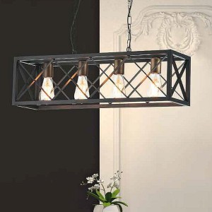 Romi czarna metalowa lampa wisząca w stylu modern classic 4xE27 Namat