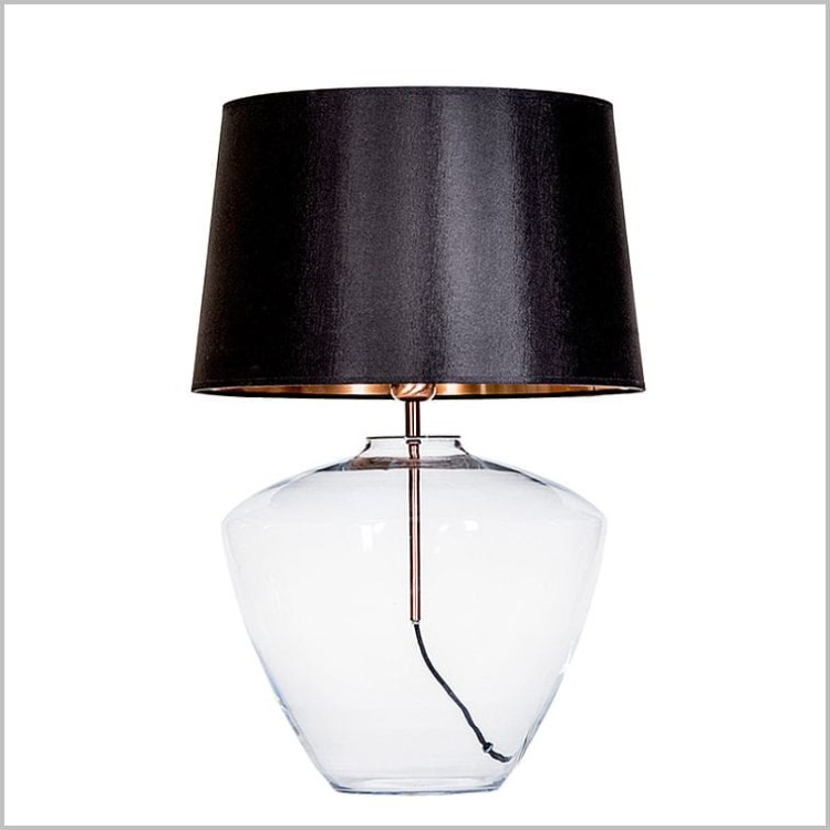 4concepts Ravenna Transparent lampa szklana stołowa z czarnym abażurem