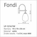 Fondi LP-1214/1W Light Prestige kinkiet szkło transparentne+metal czarny+chrom
