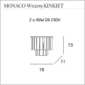 Maxlight Monaco W0209 kinkiet na ścianę 2xG9