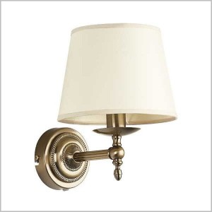 Roksana kinkiet patynowany mosiądz z jasnym abażurem 1xE14 Alfa