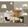 Alfa Roksana kolekcja lamp do salonu mosiądz jasne abażury