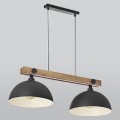 lampa wisząca dwa metalowe klosze na drewnianej belce Oslo TK Lighting