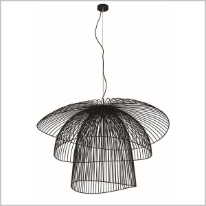Plaza ażurowy czarny żyrandol druciany śred. 100cm E27 60W Kaja