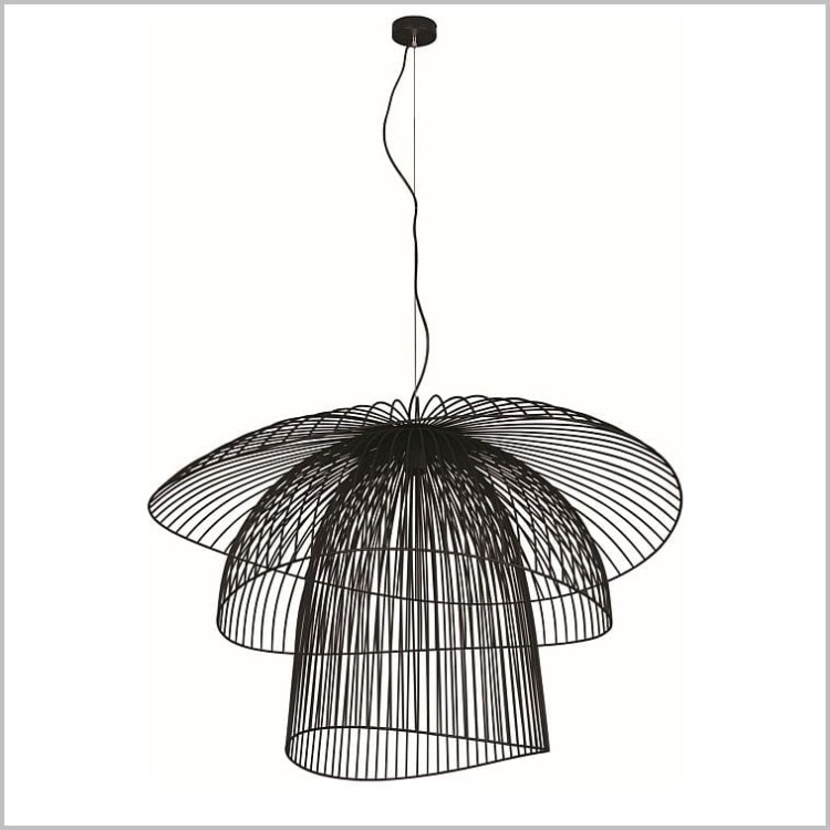 Kaja Plaza KP-12 czarny metalowy żyrandol ażurowy 100cm 1xE27 60W