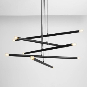 Tubo 10 Black nowoczesny żyrandol czarne metalowe tuby Aldex