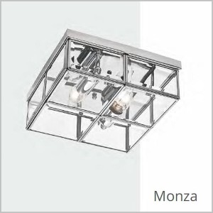Monza plafon w stylu glamour szkło fazowane i chrom 2 x E14 Light Prestige