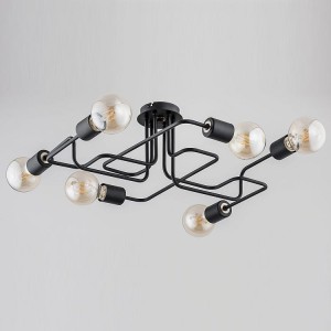 Hook 6 lampa sufitowa industrialna czarna sześć oprawek w kolorze czarno złotym 6xE27 Alfa