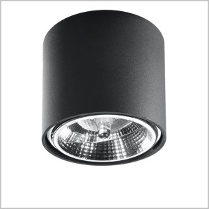 Tiube czarny metalowy plafon tuba 12cm LED GU10 AR111 Sollux