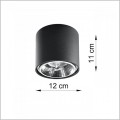 Sollux Tiube Black plafon sufitowy walec metalowy 12 cm