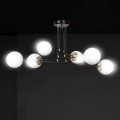 OGNIS 6 BLACK 966/6    lampa wisząca 6 białych szklanych kloszy regulowana wysokość Emibig