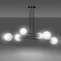 Emibig OGNIS 6 BLACK 966/6 czarna lampa wisząca z elementami złota i białymi kloszami