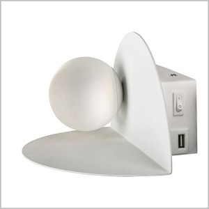 Zenit biała lamka nocna kinkiet LED 4W z portem USB Candellux