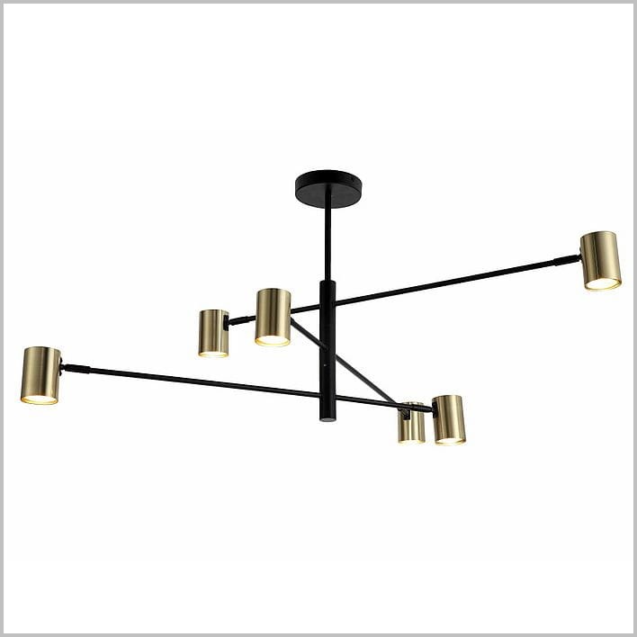 Light Prestige Snow 6 czarna lampa wisząca złote reflektorki