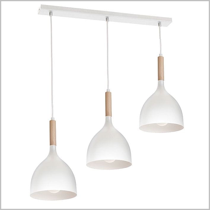 Luminex Noak Wood 1196 biała lampa wisząca 3xE27