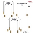 Vigo lampy złote patynowane tuby czarne kable w oplocie polski producent Kaja