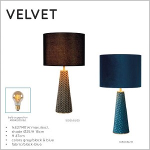 Velvet Extrawaganza lampa stołowa turkusowy aksamit i złoto 1xE27 Lucide