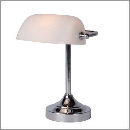 lampa bankierska z białym kloszem i chromowana podstawą 1xE14 Banker 17504/01/11 Lucide