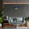 lampa wisząca do salonu klosz ze złotym wnętrzem Milagro Lincoln Blue Gold