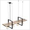 Luminex lampa wisząca czarna stal i naturalne drewno Shelf 424