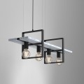 Luminex Shelf 425 żyrandol czarny drewno bielone
