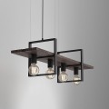 lampa w stylu joft czarna stal i ciemne drewno Luminex Shelf 426