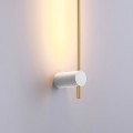 biały kinkiet  minimalistyczny ze złotym elementem Wand 466 Elkim Lighting