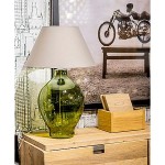 Genova lampa stojąca szklana zieleń butelkowa z abażurem stożek z tkaniny 1xE27 4concepts