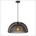 ażurowa czarna lampa wisząca do kuchni klosz półkula 46cm z podwójnej metalowej siateczki 1xE27 Mesh 78387/01/30 Lucide